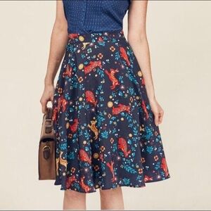 ModCloth Testament to Your Merriment A-line Skirt Folk Rabbit Print